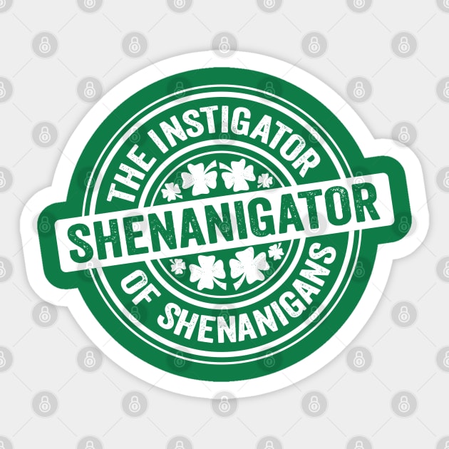 Shenanigator White Sticker by DetourShirts